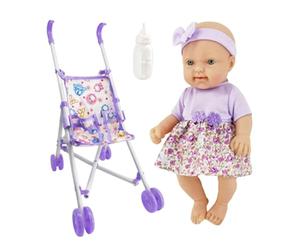 Bbaby Pram Pushchair Ride On Cart - collapsiblee Nursery roleplayy Kit Clip Mount Frame Alternative Realistic Styling Lightweight Build | Garden Patio Leis Activity Feeding Bottle Accessory Simulation