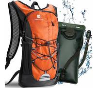 BBAIYULE Sac à dos d'hydratation avec poche de 2 L, sans BPA, sac à dos de vélo et de course avec réflecteurs (orange + vert militaire)
