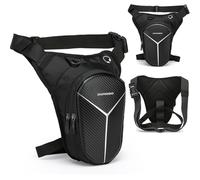 BBAIYULE Sac de jambe de moto, sac de cuisse multifonctionnel avec sangles de jambe amovibles, sac de jambe drop, noir, pour cyclisme, randonnée, camping, hommes et femmes (style ligne)