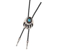 Bbajszx Bolotie incrusté de turquoises avec des accents en alliage de griffes d ' ours pour les tenues occidentales Collier de cravate avec cordon en cuir réglable Bolotie occidentale pour hommes