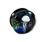 Bbajszx Bouchons d ' oreille en verre méduse artistique avec base noire et surbrillance multicolore, parfaits pour les amateurs de piercing, bijoux de corps présents