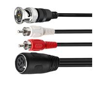 Bbajszx Câble adaptateur DIN 6 broches rouge blanc phono et BNC, cordon vidéo de 50 cm pour platine vinyle, platine cassette, amplificateur, moniteur et connexions DIN rétro