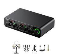 Bbajszx Carte Son USB Portable avec entrées XLR pour Microphones Instruments 24 Bits 192 kHz Plug and Play Carte Son USB Facile à Utiliser pour Chanter en Direct