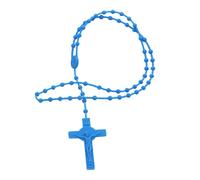 Bbajszx Chapelet perles croix pendentif collier mode cou bijoux colliers matière plastique parfait pour les filles femmes Cross Pendant Necklace
