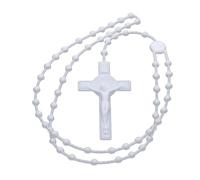 Bbajszx Chapelet perles croix pendentif collier mode cou bijoux colliers matière plastique parfait pour les filles femmes Cross Pendant Necklace