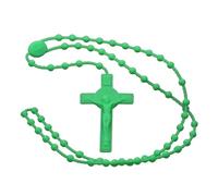 Bbajszx Chapelet perles croix pendentif collier mode cou bijoux colliers matière plastique parfait pour les filles femmes Cross Pendant Necklace