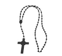 Bbajszx Chapelet perles croix pendentif collier mode cou bijoux colliers matière plastique parfait pour les filles femmes Cross Pendant Necklace
