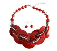 Bbajszx Collection de bijoux artisanaux en coquillages, chaîne de perles rondes, ensemble collier et boucles d ' oreilles pour femmes, look décontracté ou formel, bijoux en coquillages naturels