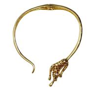 Bbajszx Collier ras du cou avec accent léopard Chaîne de cou en alliage pour Ensemble de déguisement quotidien Collier ouvert audacieux Collier léopard Bijoux avec détail animal Manchette