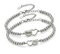 Bbajszx De 2 Bracelets de Perles élégants mère-Fille avec Pierres Naturelles pour créer des Liens familiaux, Ensemble de Bijoux familiaux