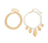 Bbajszx De Cheville et chaîne de Taille en Alliage de Perles, 2 pièces, Perles élégantes, Bijoux de Cheville en Forme de cœur, Ensemble, chaîne de Jean à la Mode pour Femmes