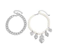 Bbajszx De Cheville et chaîne de Taille en Alliage de Perles, 2 pièces, Perles élégantes, Bijoux de Cheville en Forme de cœur, Ensemble, chaîne de Jean à la Mode pour Femmes
