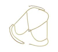 Bbajszx Glands en forme de cœur en éblouissant, chaîne de poitrine, accessoire de corps de discothèque, parfait pour améliorer l ' élégance de votre garde-robe, accessoire de tenue de soirée