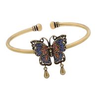 Bbajszx Nouveau en laiton de Styles chinois avec papillon coloré pour un Look de mode à la mode manchette en laiton permanente