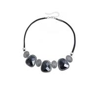 Bbajszx Styles Bijoux noirs Collier de déclaration Chaîne de pull Accessoire de déclaration avec cordon de velours confortable Bijoux en alliage et résine