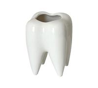 BBASILIYSD 1 pot de fleurs en céramique en forme de dent pour brosse à dents - Cadeau de bureau - Organisateur de dentiste