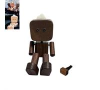 BBASILIYSD Figurine d'homme en bois qui secoue les pieds, décoration de tableau de bord de voiture portable faite à la main, décoration de bureau créative en bois pour voyage, trajets et maison