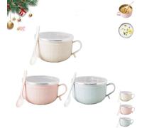 BBASILIYSD Lot de 4 grandes tasses à soupe de 750 ml avec couvercles, grandes tasses à soupe avec assiettes, tasses à soupe de Noël avec poignées et couvercles, pour café, ragoûts, idéal pour Noël