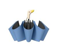 BBASILIYSD Parapluie de voyage compact avec poignée en forme de tête de canard - Portable - 8 baleines - Pliable - Avec poignée en bois, bleu foncé, taille unique
