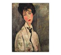 BBAUER Amedeo Modigliani Posters《Femme avec Cravate Noire》Toile Peinture Abstrait Art Mur Amedeo Modigliani Impressions pour Home Decor Photos 60x80cm sans Cadre