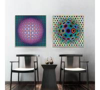 BBAUER Victor Vasarely affiche Art optique toile peinture géométrie abstrait Wall Art Victor Vasarely imprime pour la décoration d’intérieur photos 50x50cmx2 sans cadre