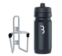 BBB Bike Water Bottle Combination Fueltank Comptank BBC-03C Bouteille d'eau 550 ML et Combinaison de Cage pour vélo Coupe Universelle Mat/Noir/Blanc Mixte