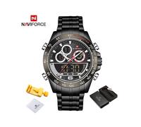 (BBB-BOX) NAVIFORCE Montre de luxe en or pour hommes Montre-bracelet à quartz numérique sport chronographe