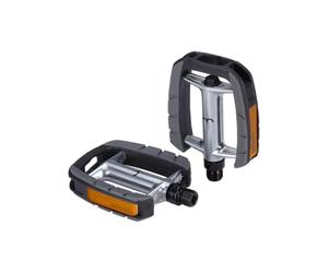 BBB Cycling ComfortLight Pédales Plates de Ville 9/16" avec Réflecteurs | Aluminium Durable Antidérapant | Pédales Légères pour Vélos Urbains et Électriques | Noir | BPD-43
