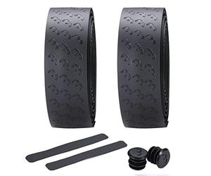 BBB Cycling Ruban de Guidon Vélo Motif Grip Ruban Route, Urbain et MTB Vélos, Antidérapant, Inclut Bouchons et Ruban de Finition UltraRibbon Gel BHT-15G Noir