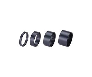 BBB Cycling Spacers LightSpace 5/10/15/20 mm Jeu de Direction de vélo Ultra léger en Aluminium Mat Noir Lot de 4 entretoises de Fixation, Noir, 1,1/8"