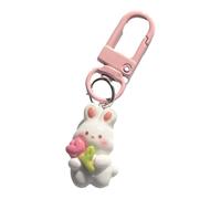 Bbbabeslk Porte-clés lapin - Porte-clés animal, lapin avec support floral | Porte-clés avec pendentif en forme de carotte en forme de lapin, porte-clés mignon en résine, porte-clés de voiture pour