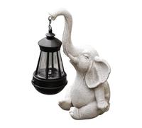 Bbbabeslk Statue solaire de jardin d'éléphant Sculpture d'éléphant en plein air Figurine de lampe d'éléphant décoration de jardin en résine Sculptures de jardin avec capteur de lumière pour patio