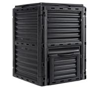BBBuy Bac à compost de jardin de 300 litres en matériau sans BPA, assemblage facile, grande capacité, bac à compost extérieur aérant, création rapide de sol fertile, léger, noir