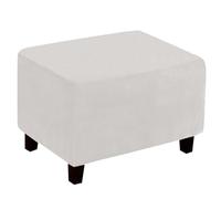 BBDIYCD Housse de Protection rectangulaire pour Pouf, Housses de Protection pour Repose-Pieds, Housses de Tabouret Extensibles avec Fond Extensible, Housse Pouf rectangulaire antidérapante,White,L