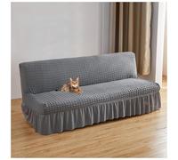 BBEQRVV Housse De Futon Extensible sans Accoudoirs avec Jupe, Housse De Canapé-lit sans Accoudoirs, for Canapé-lit Pliant for Animaux, Lavable en Machine(Light Gray,L(190-230cm))