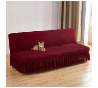 BBEQRVV Housse De Futon Extensible sans Accoudoirs avec Jupe, Housse De Canapé-lit sans Accoudoirs, for Canapé-lit Pliant for Animaux, Lavable en Machine(Dark Red,M(160-190cm))