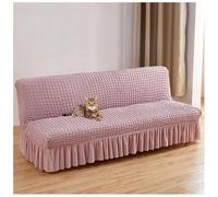 BBEQRVV Housse De Futon Extensible sans Accoudoirs avec Jupe, Housse De Canapé-lit sans Accoudoirs, for Canapé-lit Pliant for Animaux, Lavable en Machine(Pink,M(160-190cm))