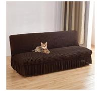 BBEQRVV Housse De Futon Extensible sans Accoudoirs avec Jupe, Housse De Canapé-lit sans Accoudoirs, for Canapé-lit Pliant for Animaux, Lavable en Machine(Dark Brown,M(160-190cm))