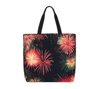 BBEXJIGY Beau sac fourre-tout portable imprimé feux d'artifice pour femme - Grand sac de courses pour la plage, les voyages, la salle de sport | Sac à main d'été