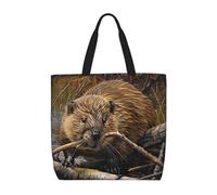 BBEXJIGY Beaver working Sac fourre-tout portable pour femme - Grand sac de courses pour la plage, les voyages, la salle de sport | Sac à main d'été