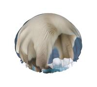 BBEXJIGY Bonnet de douche réutilisable double couche imprimé ours polaire pour homme et femme