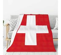 BBEXJIGY Couverture polaire douce et légère avec imprimé drapeau suisse - Pour chambre à coucher, canapé, voyage, 203,2 x 152,4 cm