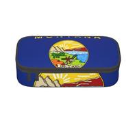 BBEXJIGY Grand sac de rangement de maquillage avec imprimé drapeau de l'État du Montana : conçu pour les crayons à sourcils, noir, One Size