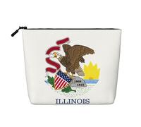 BBEXJIGY Illinois State Flag Print Single Layer Faux Lin Trousse de maquillage élégante et pratique pour cosmétiques, noir, One Size