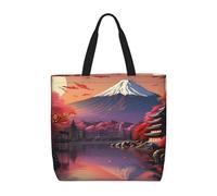BBEXJIGY Japan Mount Fuji Sac fourre-tout portable pour femme avec imprimé paysage - Grand sac de courses pour la plage, les voyages, la salle de sport | Sac à main d'été