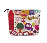 BBEXJIGY Journal en anglais imprimé simple couche faux lin comme sac de maquillage élégant et pratique pour cosmétiques, noir, taille unique, Noir/blanc, One Size