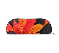 BBEXJIGY Mini sac de rangement élégant avec imprimé feuilles rouges d'automne pour crayons à sourcils et petits essentiels, doré, One Size