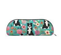 BBEXJIGY Mini sac de rangement élégant avec imprimé floral Border Collie pour crayons à sourcils et petits essentiels, Argenté, One Size