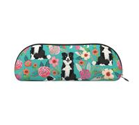 BBEXJIGY Mini sac de rangement élégant avec imprimé floral Border Collie pour crayons à sourcils et petits essentiels, doré, One Size