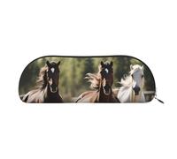 BBEXJIGY Mini sac de rangement élégant pour crayons à sourcils et petits essentiels avec trois chevaux qui marchent, or, Taille unique
